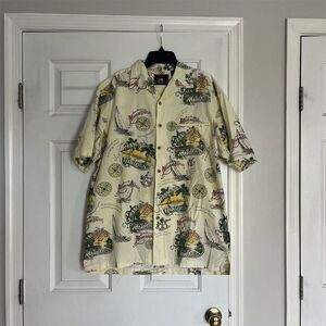 Margaritaville Men's M Hawaiian Shirt Multicolor Graphic Print Vintage